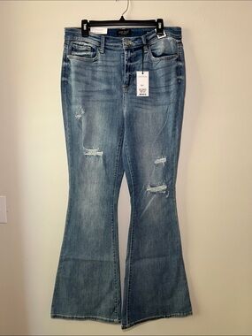 Judy Blue Light Blue Distressed Flare Jeans